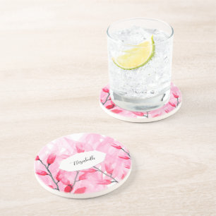 Posavasos Fusión Acuarela Rosa Floral Monogramada