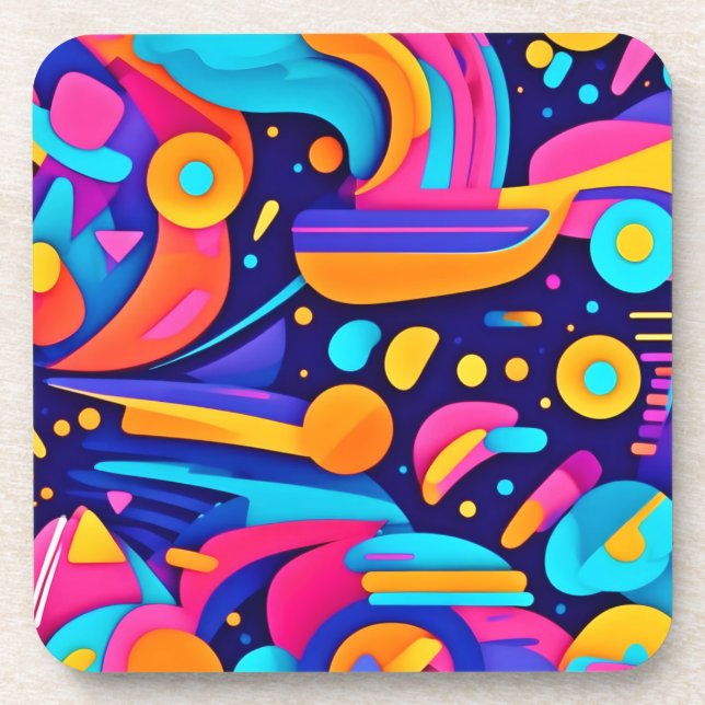 Posavasos Fusión geométrica abstracta colorida (Frente)