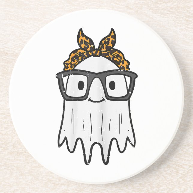 Posavasos Gafas de Fantasma de Halloween Lindas (Frente)