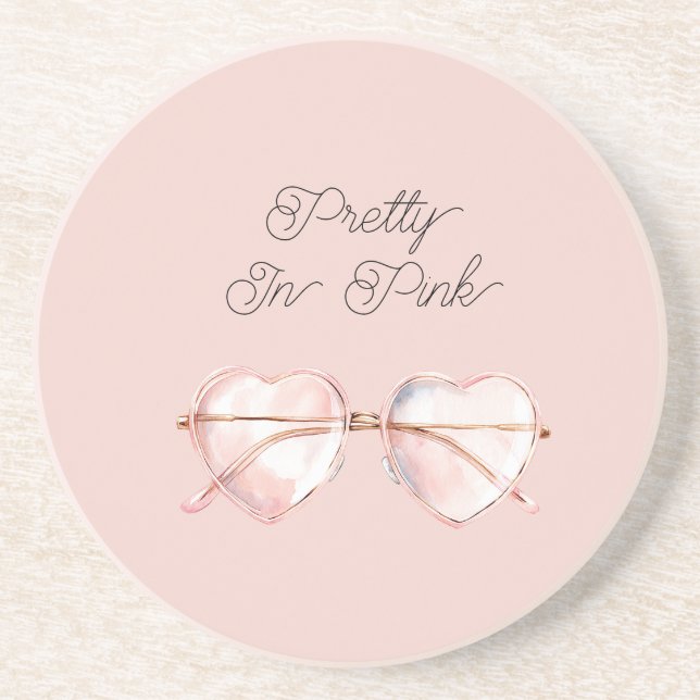 Posavasos Gafas de sol con corazón rosado (Frente)