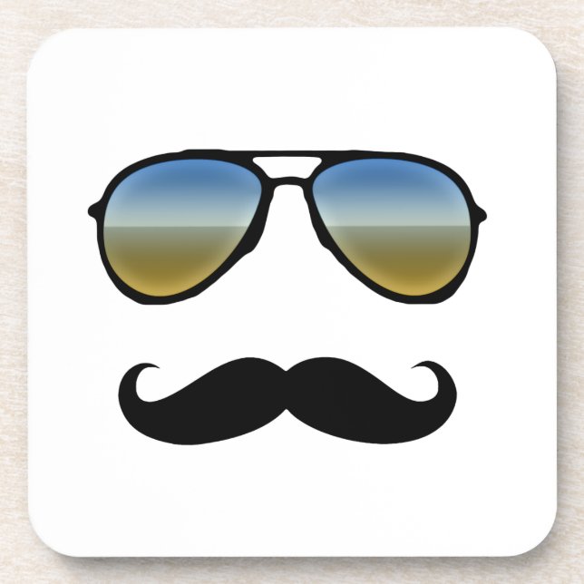 Posavasos Gafas de sol retro divertidas con bigote (Frente)