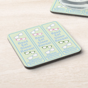 Posavasos Gafas divertidas Leer Comer Dormir Repetir