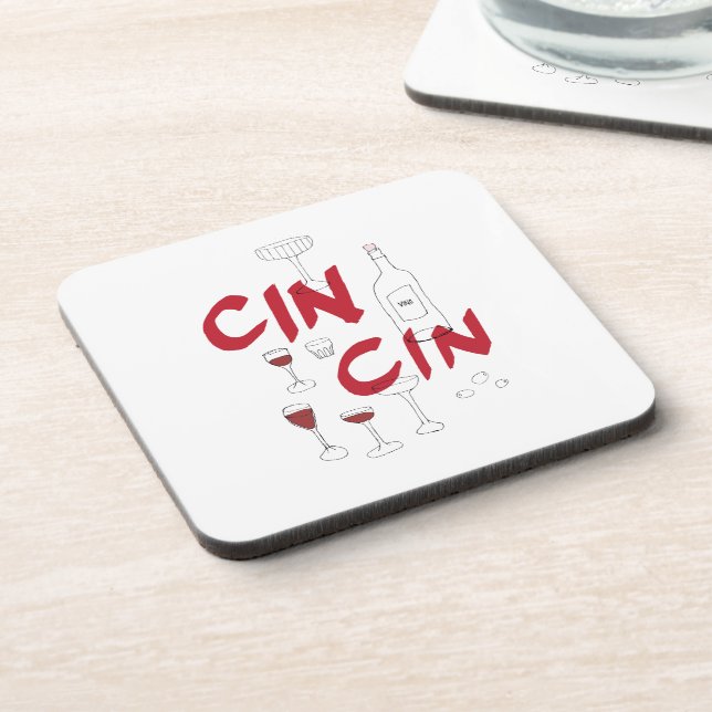 Posavasos Gafas extraídas a mano y texto de cin de botella (Lado Izquierdo)