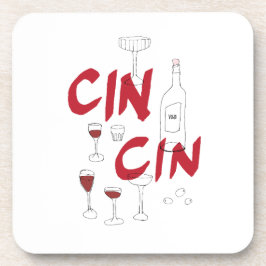 Posavasos Gafas extraídas a mano y texto de cin de botella