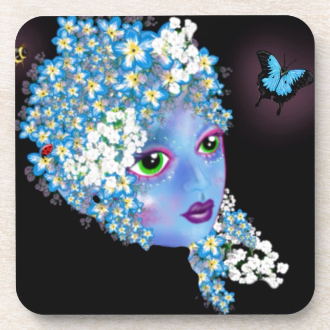 Posavasos Gaia Tierra Madre Pagan Fantasma Arte de LeahG (Frente)