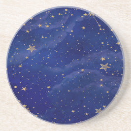 Posavasos Galaxia azul con estrellas doradas