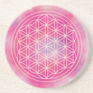 Posavasos Galaxia de Flor de la Vida Rosa Suave Geometría Sa