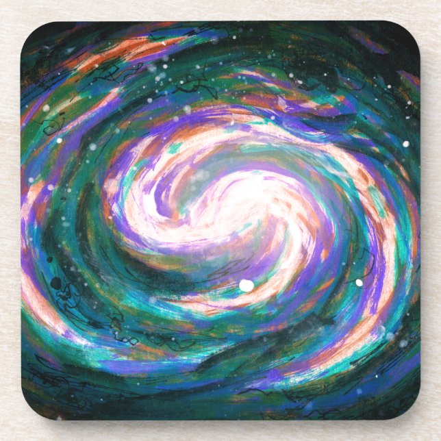 Posavasos Galaxia esmeralda y púrpura (Frente)