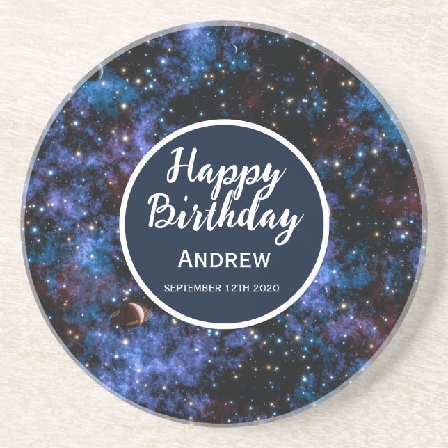 Posavasos Galaxias, estrellas y planetas coloridos (Frente)