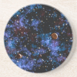 Posavasos Galaxias, estrellas y planetas coloridos de noche