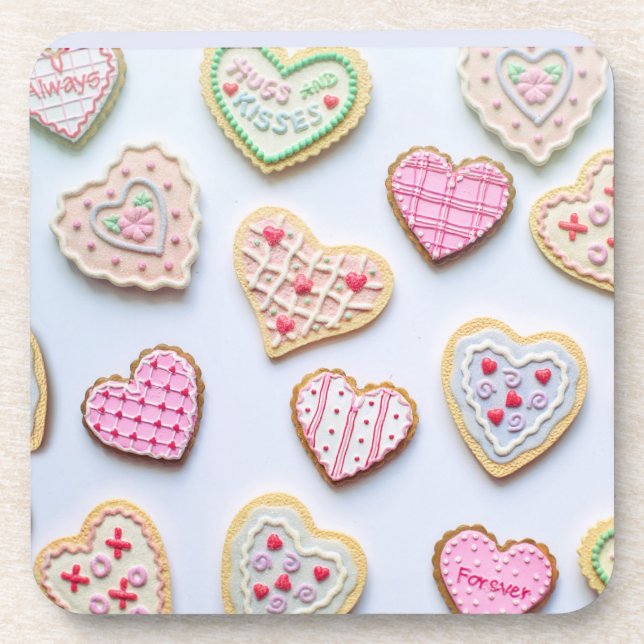 Posavasos galletas con corazón del día de San Valentín (Frente)