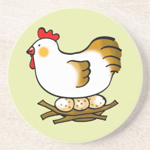 Posavasos Gallina de Dibujos Animados Adorable en el Nido co