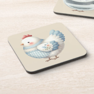 Posavasos Gallo de Casa de Campo de Cuadros Azules