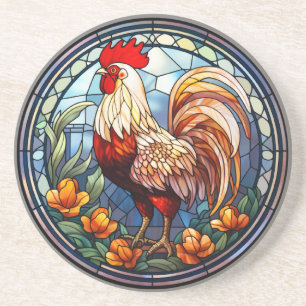Posavasos Gallo de gallinas de vidrio con manchas dulces