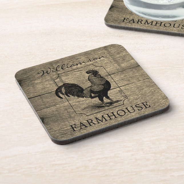 Posavasos Gallo de granja rústica letrero de madera de grane (Lado Izquierdo)