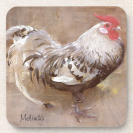 Posavasos Gallo manchado negro y blanco