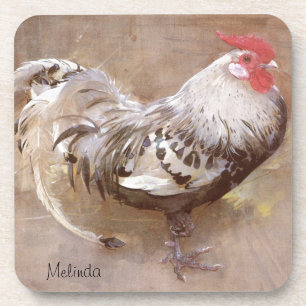 Posavasos Gallo manchado negro y blanco