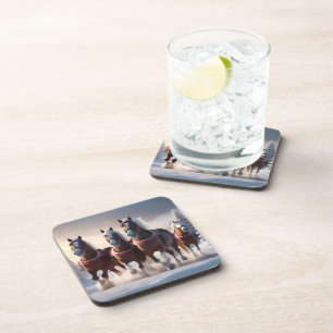 Posavasos Gallopando a través de la nieve: los caballos mági