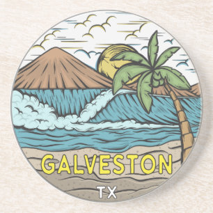 Posavasos Galveston Beach Texas Vintage