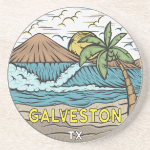 Posavasos Galveston Beach Texas Vintage