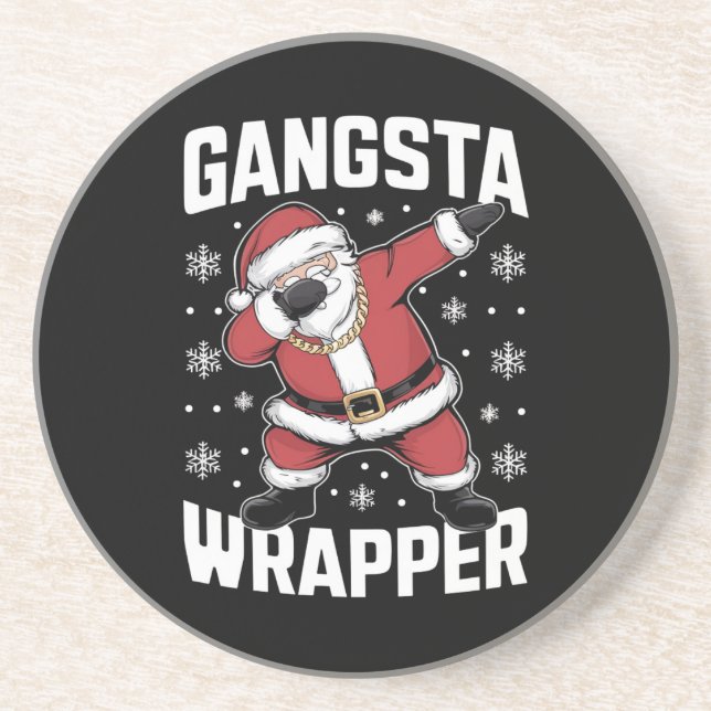 Posavasos Gangsta Wrapper Funny Dabbing Santa Navidades (Frente)