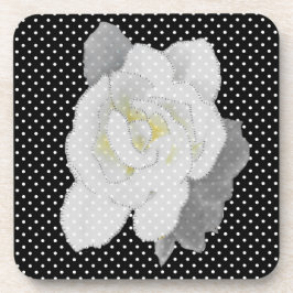 Posavasos Gardenia blanca Flor Polka blanco negro punto