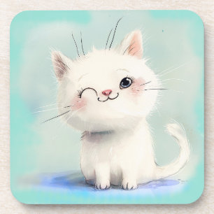 Posavasos Gatito blanco lindo