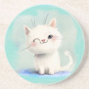 Posavasos Gatito blanco lindo