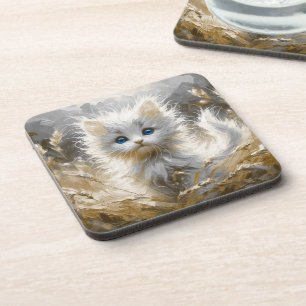 Posavasos Gatito blanco preciado