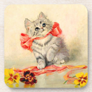 Posavasos Gatito con cinta roja
