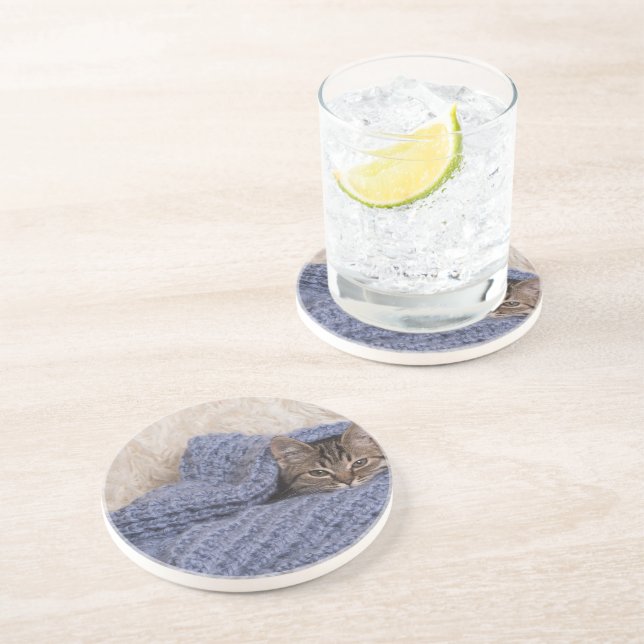 Posavasos Gatito en una manta (Lado)