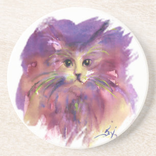 POSAVASOS GATITO PURPURA, RETRATO DE GATO
