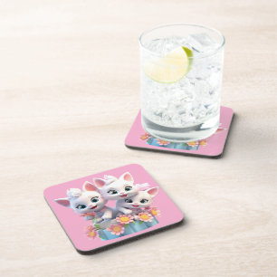 Posavasos Gatitos Blancos Adorables Gatos 
