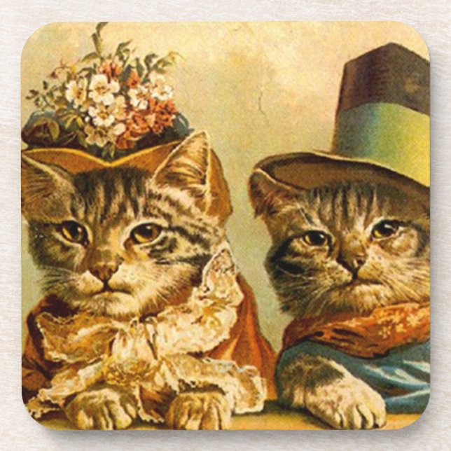 Posavasos Gatitos de los gatos del fiesta del Victorian del (Frente)