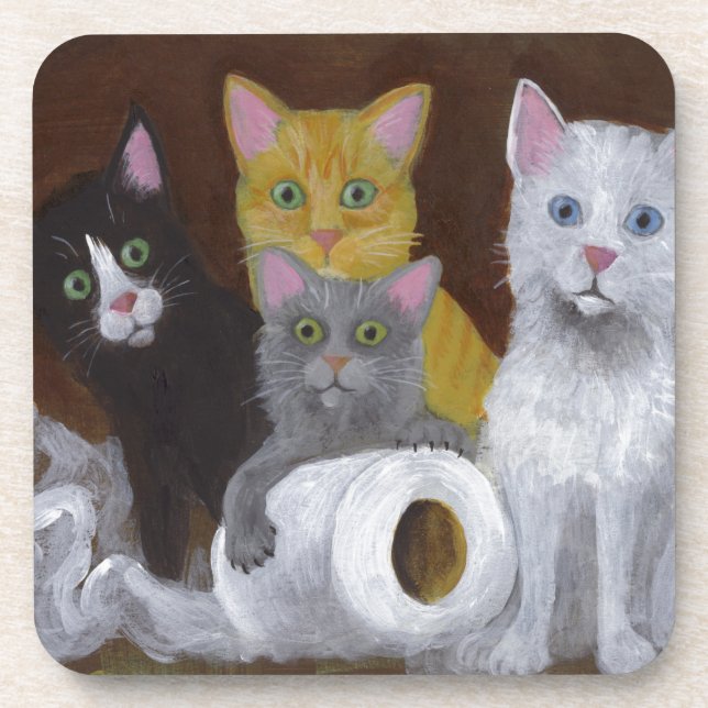 Posavasos Gatitos juguetones (Frente)