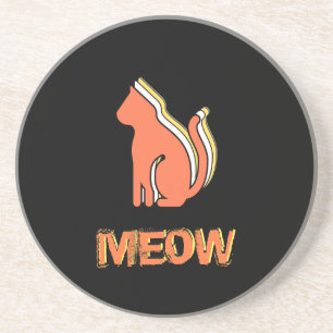 Posavasos Gato, animal Naranja y amarillo, arte pop abstract