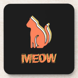 Posavasos Gato, animal Naranja y amarillo, arte pop abstract