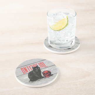 Posavasos Gato antisocial y cráneo