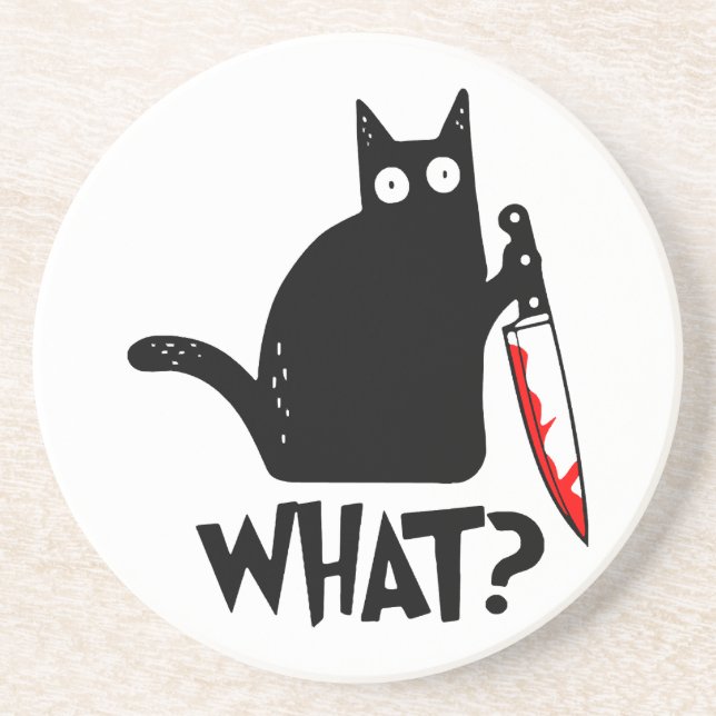 Posavasos Gato asesino con cuchillo (Frente)