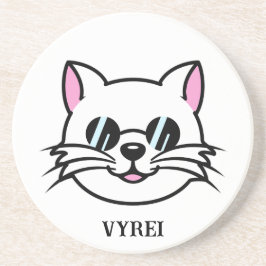 Posavasos Gato blanco con gafas negras / gafas de sol