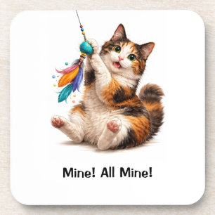 Posavasos Gato Calico Juguetón, Reposamuñecas de Plástico Rí