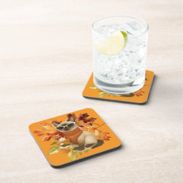 Posavasos Gato con calabaza para Fiesta de Acción de Gracias