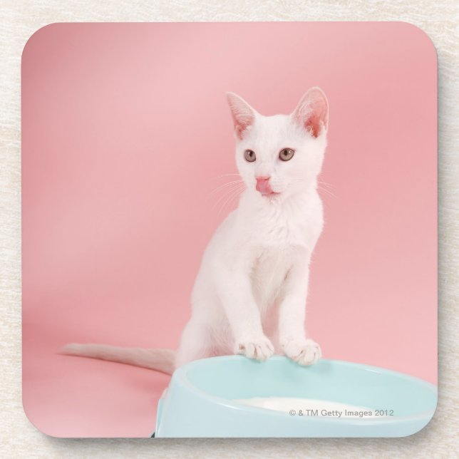 Posavasos Gato con el cuenco de leche (Frente)