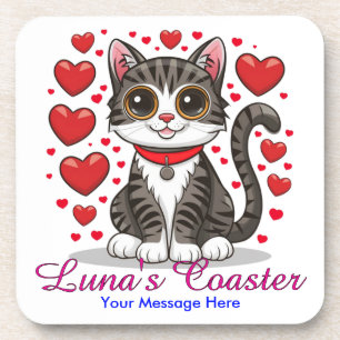 Posavasos Gato con Símbolos de Amor Clipart-85245
