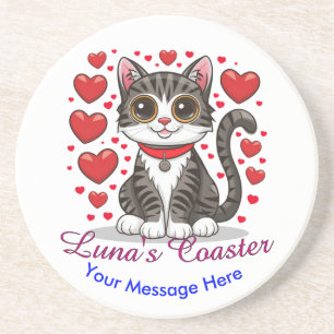 Posavasos Gato con Símbolos de Amor Clipart-85245