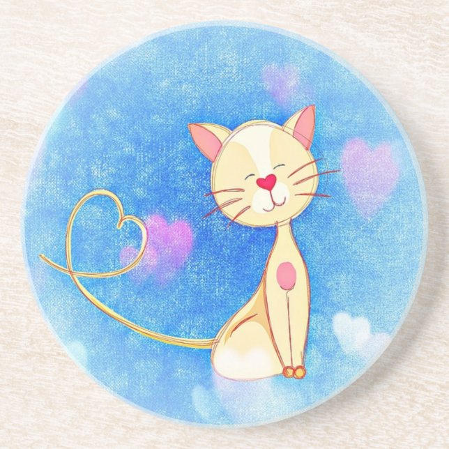 Posavasos Gato de amor lindo (Frente)