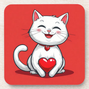 Posavasos Gato de dibujos animados lindo enamorado