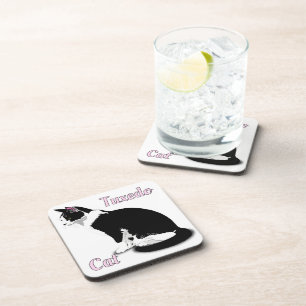 Posavasos Gato de Esmoquin Blanco y Negro Personalizado