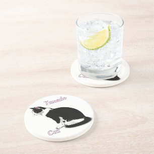 Posavasos Gato de Esmoquin Negro y Blanco Personalizado