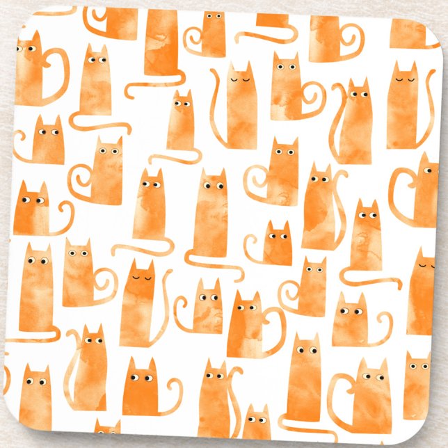 Posavasos Gato de Naranja divertido (Fun ginger orange cat pattern coaster)